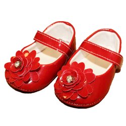Sapatinho Bebê Menina Luxo Flor Vermelho Sapatinho Bebê Menina Luxo Flor Vermelho