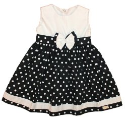 Vestido de Infantil Valentina Branco e Poá Preto Vestido de Infantil Valentina Branco e Poá Preto