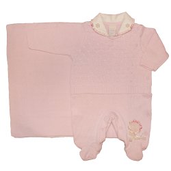 Saída de Maternidade Tricot Flor Rosê 2 Peças Saída de Maternidade Tricot Flor Rosê 2 Peças