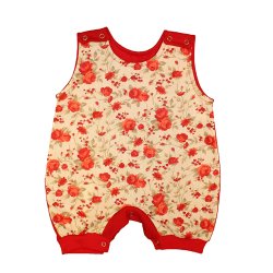Macacão Curto de Bebê Lady Floral Vermelho Macacão Curto de Bebê Lady Floral Vermelho