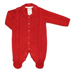 Macacão Longo de Bebê Chic Tricot Vermelho Macacão Longo de Bebê Chic Tricot Vermelho