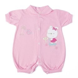 Macacão Curto de Bebê Coelhinha Rosa Macacão Curto de Bebê Coelhinha Rosa