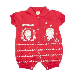 Macacão Curto de Bebê Bailarina Vermelho Malha Macacão Curto de Bebê Bailarina Vermelho Malha