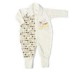 Macacão Longo de Bebê Ursinhos Baby Palha Malha Macacão Longo de Bebê Ursinhos Baby Palha Malha