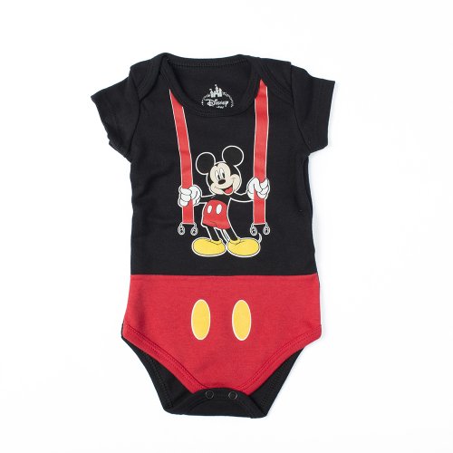Body de Bebê Manga Curta Preto Mickey