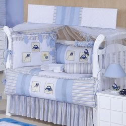Kit de Berço Americano Com Mosquiteiro Bebê Menino Diversão Azul Kit de Berço Americano Com Mosquiteiro Bebê Menino Diversão Azul