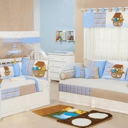 Quarto Completo Enxoval Bebê Menino Arca Baby Azul - Palha - Xadrez Quarto Completo Enxoval Bebê Menino Arca Baby Azul - Palha - Xadrez