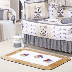 Tapete Para Quarto de Bebê Menino Urso Navegador Palha - Bege Tapete Para Quarto de Bebê Menino Urso Navegador Palha - Bege