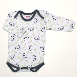 Body de Bebê Panda Branco Manga Longa Body de Bebê Panda Branco Manga Longa