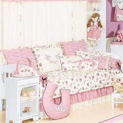 Kit Cama Babá Enxoval Bebê Menina Fleur Rosé 10 Peças Percal 200 Fios Kit Cama Babá Enxoval Bebê Menina Fleur Rosé 10 Peças Percal 200 Fios