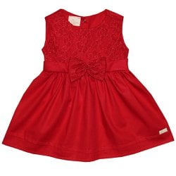 Vestido Infantil Belle Renda Vermelho Essencial Enxovais