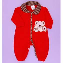 Macacão de Bebê Família Urso Vermelho Manga Longa Macacão de Bebê Família Urso Vermelho Manga Longa