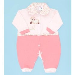 Macacão de Bebê Menina Carneirinho Rosa Manga Longa Macacão de Bebê Menina Carneirinho Rosa Manga Longa