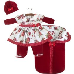 Saída de Maternidade Floral Vermelho Plush 3 Peças