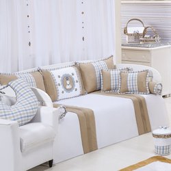 Kit Cama Babá Príncipe Urso Branco - Bege 10 Peças 100% Algodão Kit Cama Babá Príncipe Urso Branco - Bege 10 Peças 100% Algodão