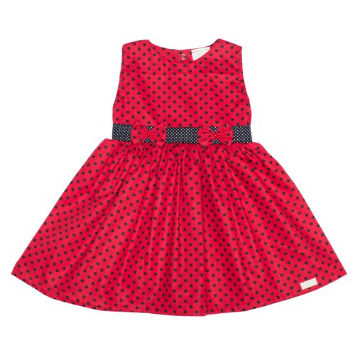 Vestido Infantil Retrô Poá Vermelho