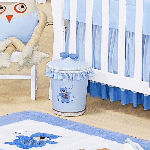 Lixeira Para Quarto de Bebê Menino Little Bears Azul