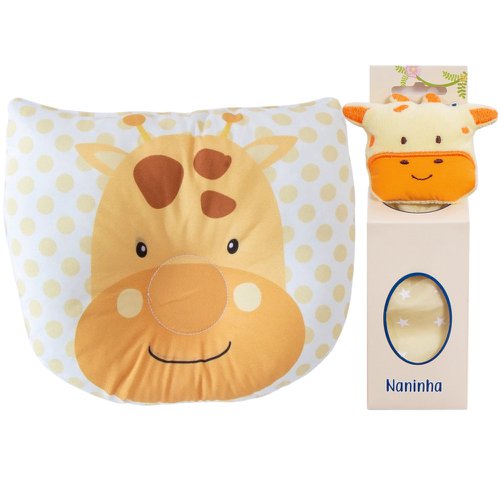 Travesseiro Anatômico + Naninha para Bebê Girafinha Amarela