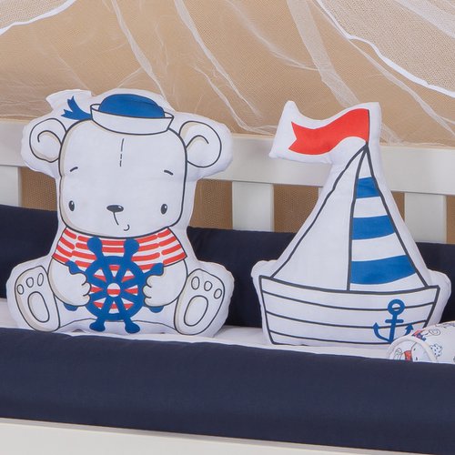 Kit Almofadas Decorativas Infantil Urso Sailor Marinho