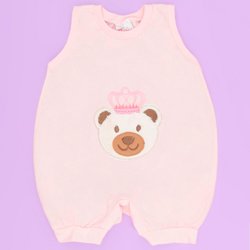 Macacão Curto de Bebê Menina Ursa Princesinha Rosa Macacão Curto de Bebê Menina Ursa Princesinha Rosa