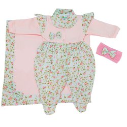 Saída de Maternidade Beatriz Rosa - Floral 3 Peças Saída de Maternidade Beatriz Rosa - Floral 3 Peças