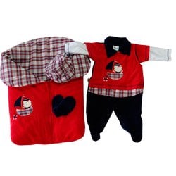 Saída de Maternidade Pequeno Marinheiro Plush Vermelho 4 Peças - PP Saída de Maternidade Pequeno Marinheiro Plush Vermelho 4 Peças - PP