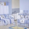 Quarto Completo Jipe Branco - Azul - Xadrez Enxoval Bebê Menino