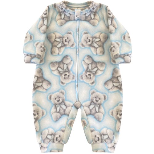 Macacão Longo de Bebê em Soft Ursinho Azul