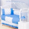 Kit de Berço Americano Classic Azul Royal - Branco Com Mosquiteiro Quarto de Bebê Menino