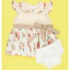Vestido Valentina Palha - Floral com Calcinha Bebê Menina 02 Peças