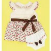 Vestido Valentina Palha - Estampa de Rosinhas com Calcinha Bebê Menina 02 Peças