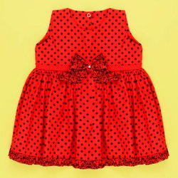 Vestido Joaninha Vermelho - Poá Preto Enxoval Bebê Menina Vestido Joaninha Vermelho - Poá Preto Enxoval Bebê Menina