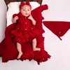 Saída de Maternidade Luxo de Verão Vermelho 4 Peças