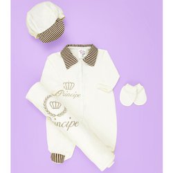 Saída de Maternidade Príncipe Palha Para Bebê Menino 4 Peças Saída de Maternidade Príncipe Palha Para Bebê Menino 4 Peças