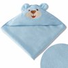 Toalha de Banho Baby Felpuda com Capuz Bordado Urso Azul