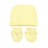 Kit Touca e Luva de Bebê Amarelo Malha 100% Algodão