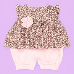 Macacão de Bebê Menina Curto Oncinha Rosa Macacão de Bebê Menina Curto Oncinha Rosa