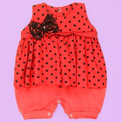 Macacão de Bebê Menina Verão Joaninha Vermelho Macacão de Bebê Menina Verão Joaninha Vermelho