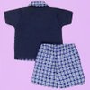 Conjunto Baby Camisa - Bermuda - Boné Xadrez Azul Marinho Bebê Menino