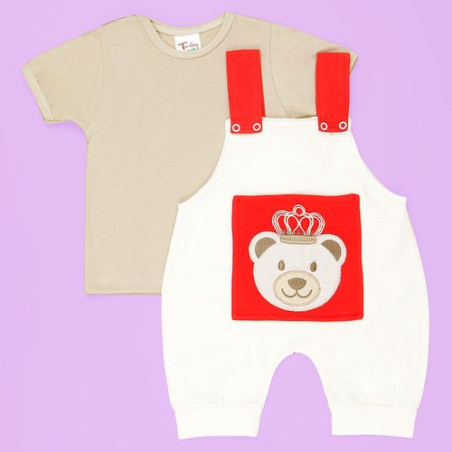 Conjunto Urso Baby Macacão - Camiseta Enxoval Bebê Menino