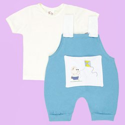 Conjunto Urso Baby Macacão - Camiseta Azul Enxoval Bebê Menino Conjunto Urso Baby Macacão - Camiseta Azul Enxoval Bebê Menino