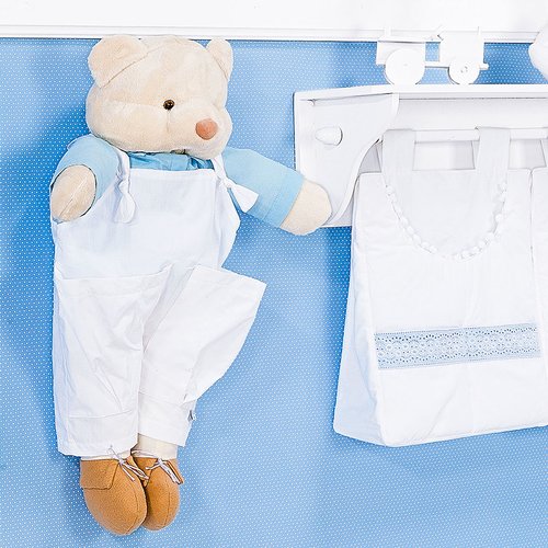 Porta Fraldas Urso Enxoval para Quarto de Bebê Menino Imperial Azul