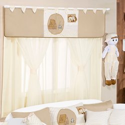 Cortina Para Quarto de Bebê Ia-Ia-O Bege Enxoval Menino Cortina Para Quarto de Bebê Ia-Ia-O Bege Enxoval Menino