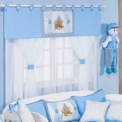 Cortina Para Quarto de Bebê Soninho Enxoval Menino Azul Cortina Para Quarto de Bebê Soninho Enxoval Menino Azul