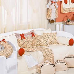 Kit Cama Babá Lisboa Enxoval Bebê Menina Palha - Vermelho Kit Cama Babá Lisboa Enxoval Bebê Menina Palha - Vermelho