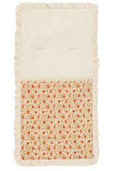 Capa para Carrinho Enxoval Bebê Menina Lisboa Palha - Floral Vermelho Capa para Carrinho Enxoval Bebê Menina Lisboa Palha - Floral Vermelho