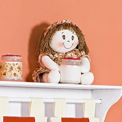 Boneca Porta Cotonete Enxoval Bebê Menina Lisboa Palha - Floral Vermelho Boneca Porta Cotonete Enxoval Bebê Menina Lisboa Palha - Floral Vermelho