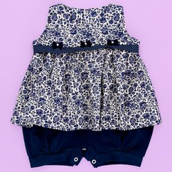 Macacão Verão Florença Floral Marinho Bebê Menina - G Macacão Verão Florença Floral Marinho Bebê Menina - G