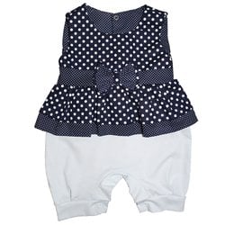 Macacão Curto de Bebê Retrô Poá Marinho Macacão Curto de Bebê Retrô Poá Marinho