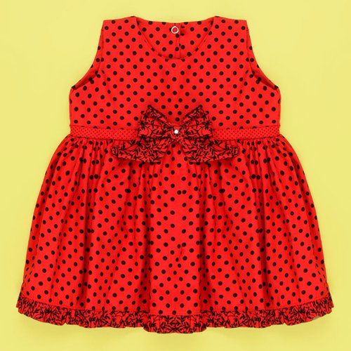 Vestido Joaninha Poá Vermelho Bebê Menina - M